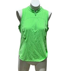 Lululemon Tennis Tank Top Womens Size 10 Scream Green Half-Zip Mock Neck